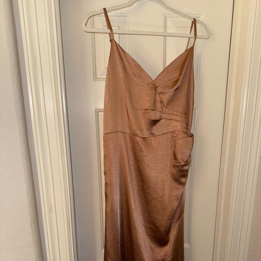 Elegant Bronze Satin Dress